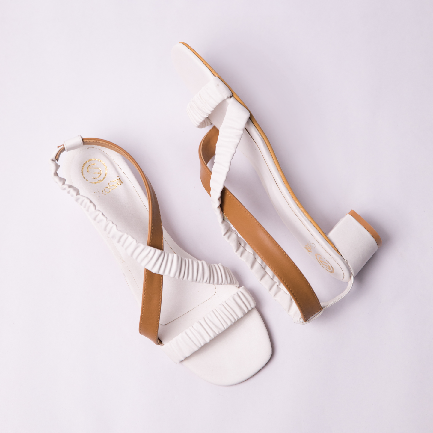 White- Tan Colour blocked Heels