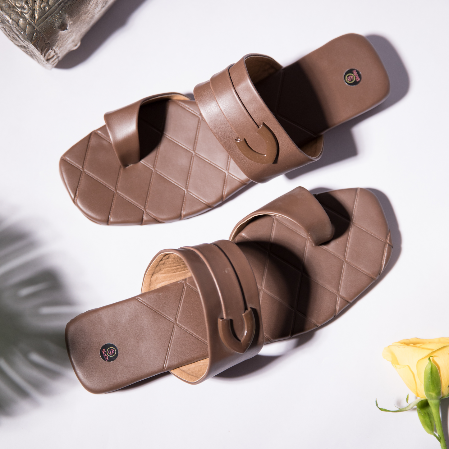 Coffee Brown Strapped sliders