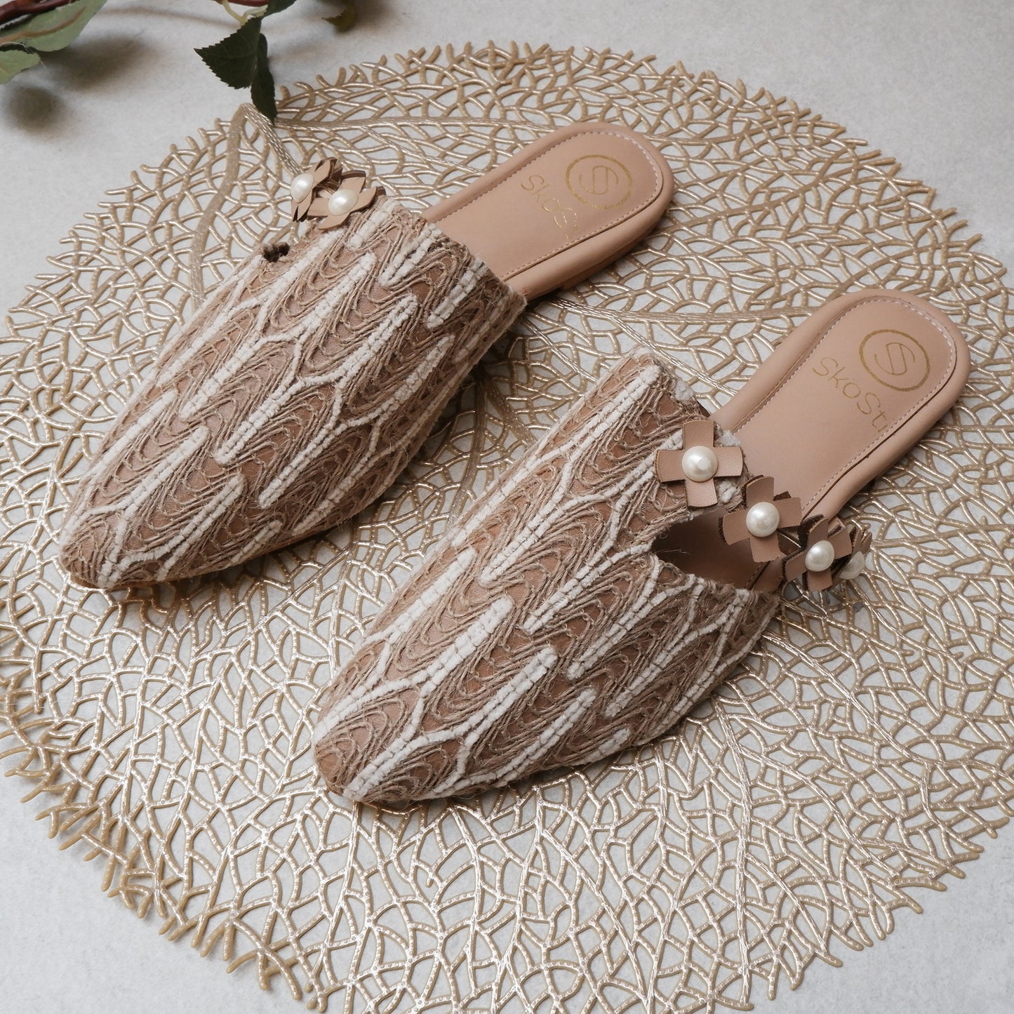 Brown Jute Mules