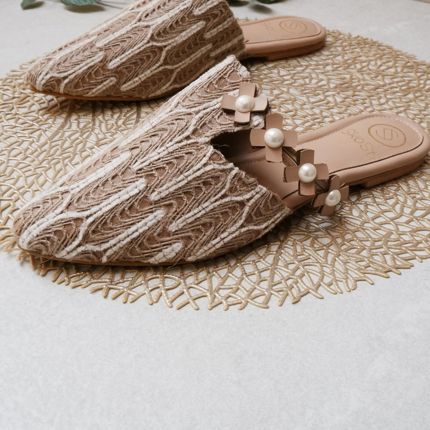 Brown Jute Mules